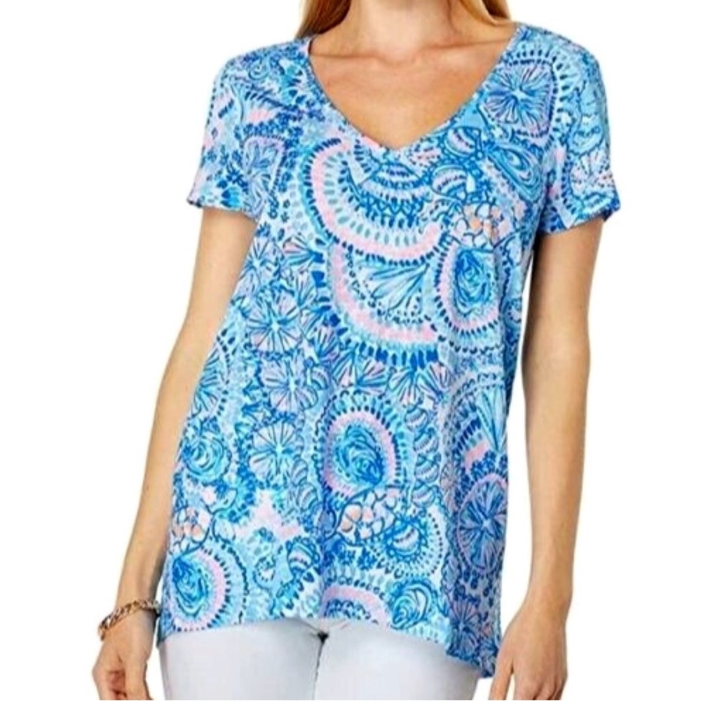 New Lilly Pulitzer Blue and Pink Short Sleeve Tee